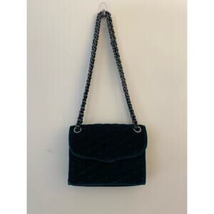 Rebecca Minkoff Crossbody Purse Bag Teal Green Velvet Chain Quilted Affair Pine